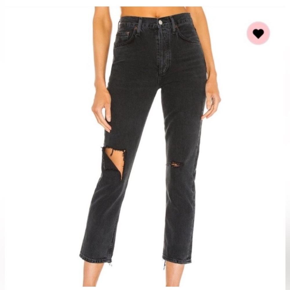 AGOLDE Riley Black Distressed Women's Jeans, size 28
